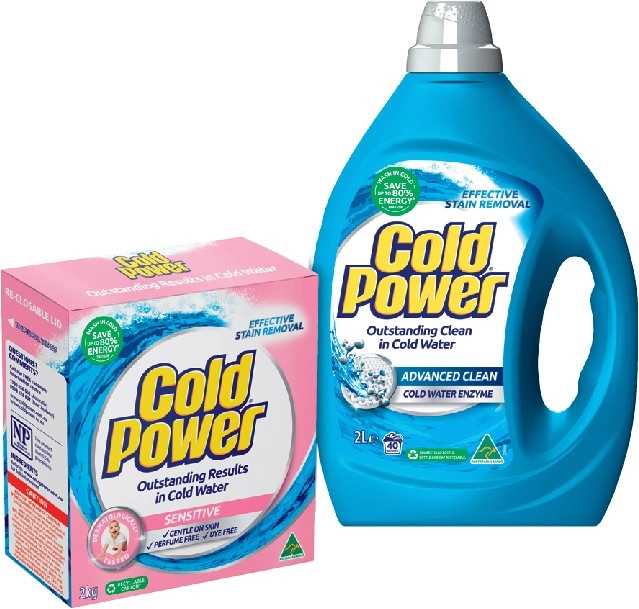 Cold Power Laundry Liquid 2 Litre, Powder 2kg or Capsules 26 Pack Selected Varieties