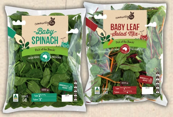 Community Co Baby Leaf Mix 300g or Baby Spinach Big Bag 280g