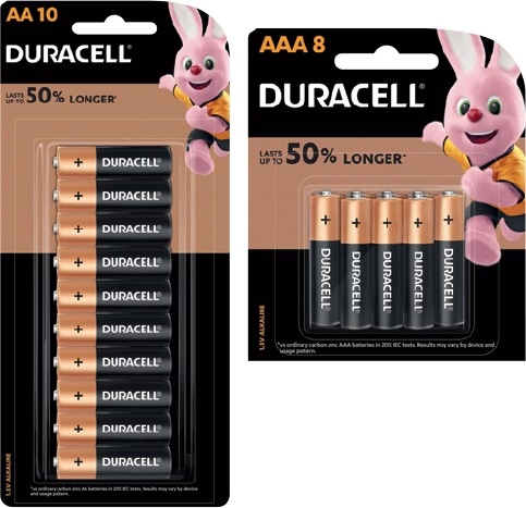 Duracell Coppertop Batteries AA 10 Pack or AAA 8 Pack