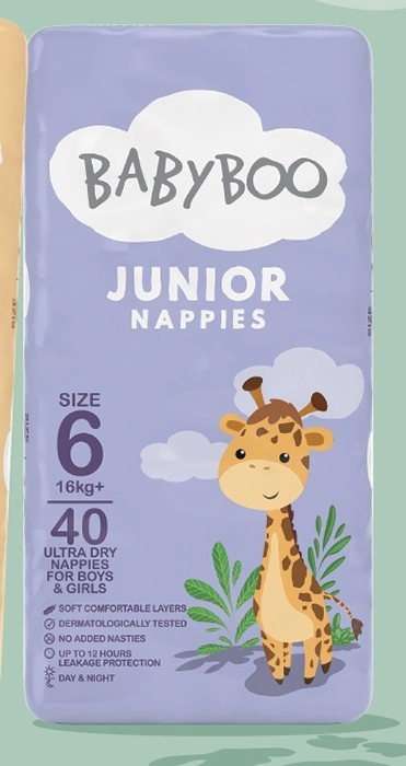 NEW BabyBoo Junior Nappies Size 6 40 Pack