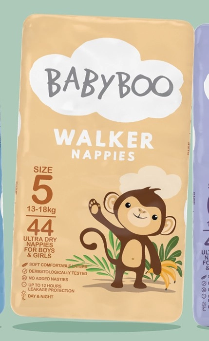 NEW BabyBoo Walker Nappies Size 5 44 Pack