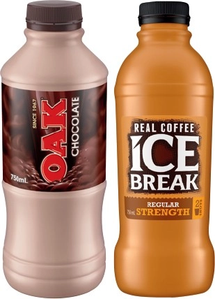 Oak Flavoured Milk or Ice Break Coffee 750mL Selected Varieties