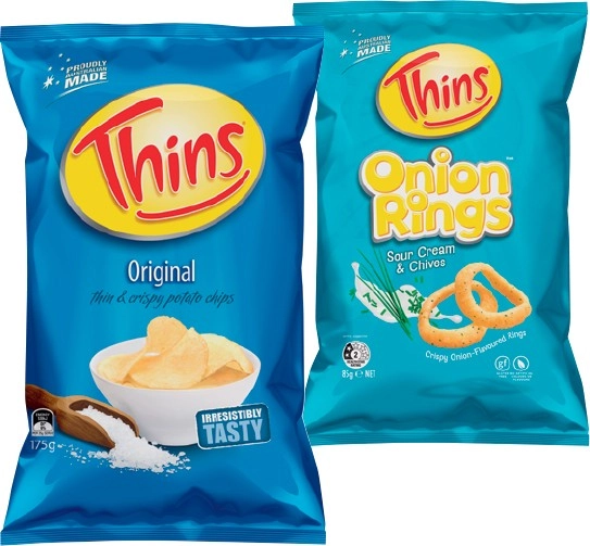 Thins Chips 150-175g or Onion Rings 85g Selected Varieties