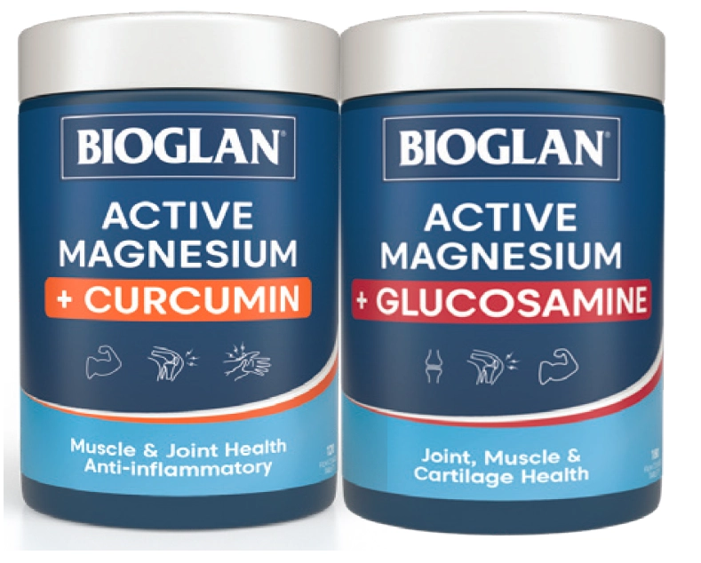 Bioglan Active Magnesium + Curcumin 120 Tablets or + Glucosamine 180 Tablets