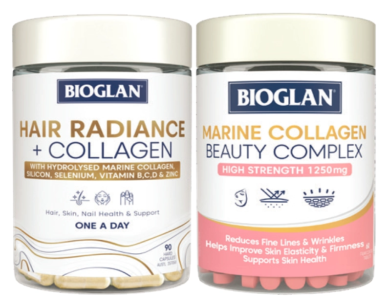 Bioglan Hair Radiance + Collagen 90 Capsules or Marine Collagen Beauty Complex 60 Tablets