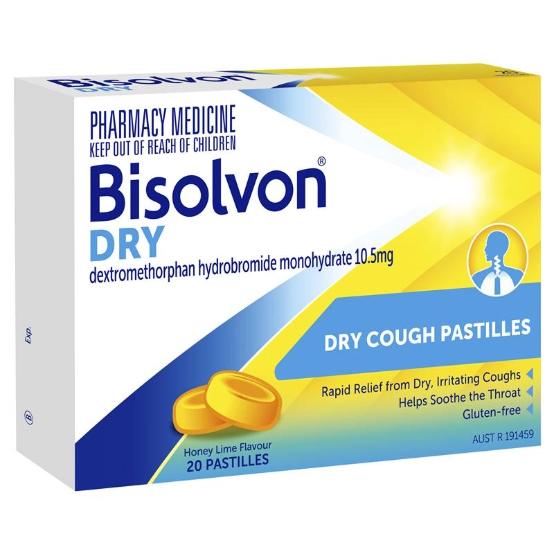 Bisolvon Dry Honey Lime Pastilles 20 Pack