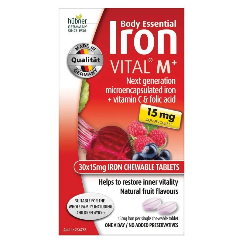 Body Essential Iron Vital M+ 30 Chewable Tablets