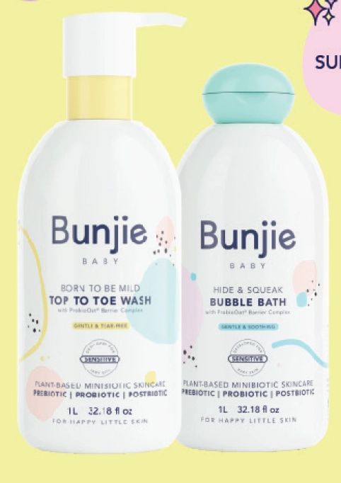 Bunjie Baby Top to Toe Wash or Bubble Bath 1 Litre