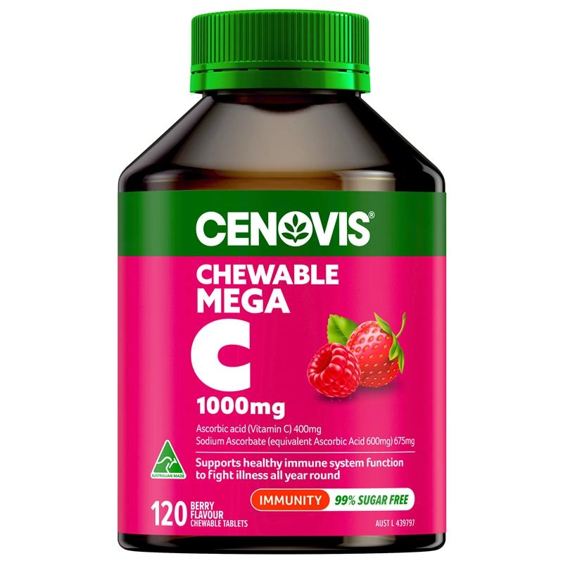 Cenovis Chewable Mega Vitamin C 1000mg Berry 120 Tablets Exclusive Size