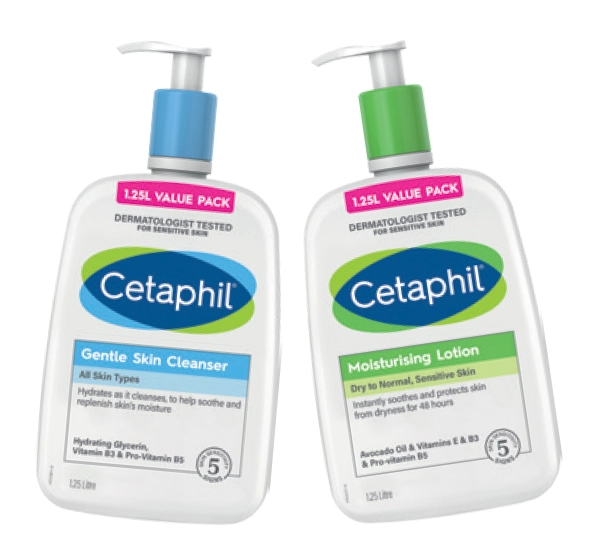 Cetaphil Gentle Skin Cleanser for Face & Body or Moisturising Lotion 1.25 Litre