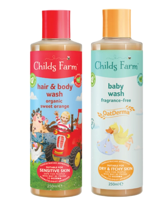 Childs Farm Hair & Body Wash Sweet Orange or Oatderma Baby Bath Fragrance Free 250ml