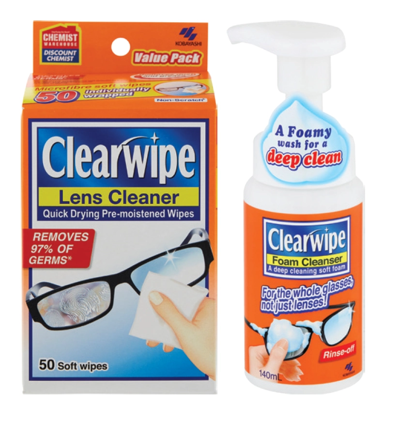 Clearwipe Lens Cleaner 50 Wipes Exclusive Size or Foam Cleanser 140ml