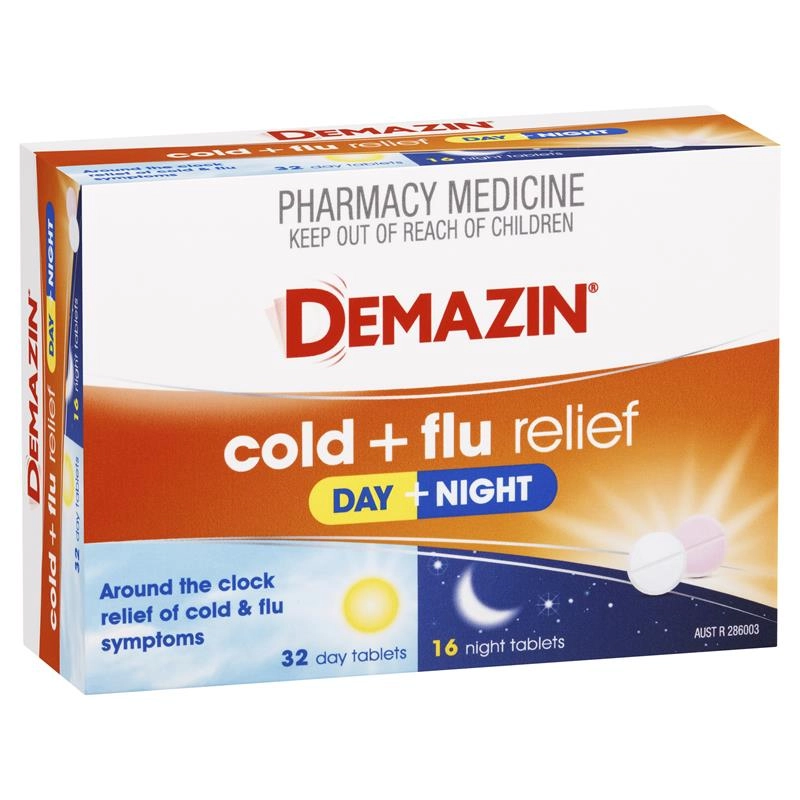 Demazin Cold + Flu Relief Day Night 48 Tablets