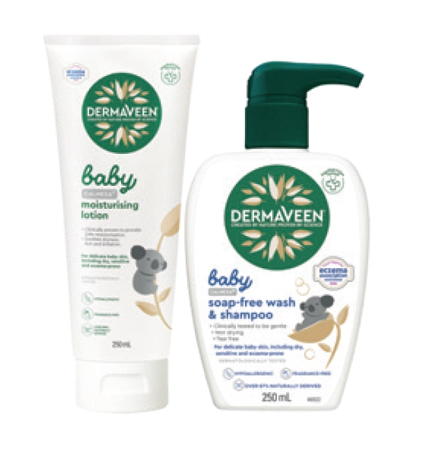 DermaVeen Baby Calmexa Moisturising Lotion or Soap-Free Wash & Shampoo 250ml