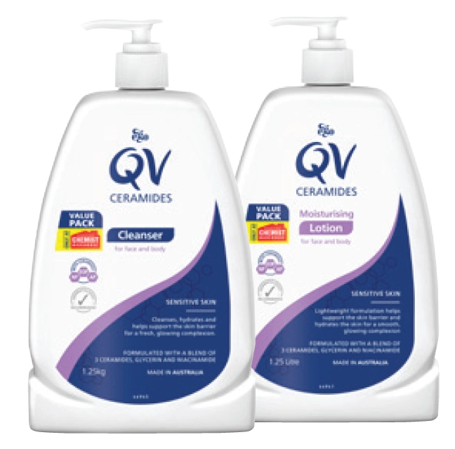 Ego QV Ceramides Cleanser 1.25kg or Moisturising Lotion 1.25 Litre Exclusive Size