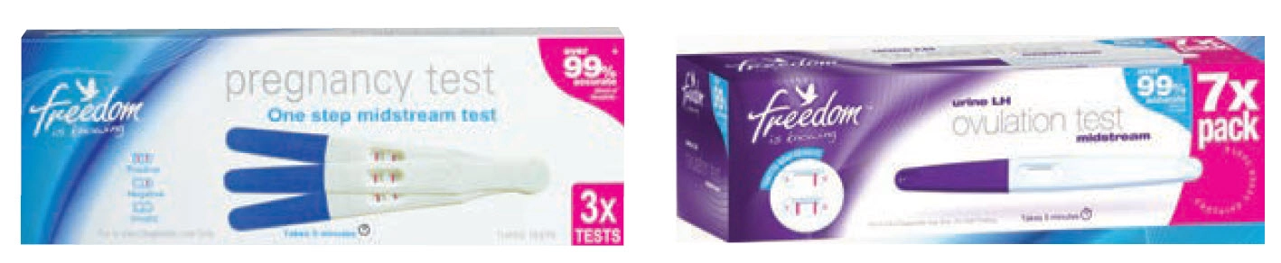 Freedom Mid Stream Pregnancy Test 3 Pack or Ovulation Test LH Midstream 7 Pack