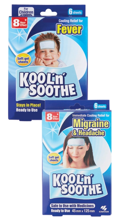 Kool ‘n’ Soothe Kids Fever or Migaine & Headache Relief 6 Sheets