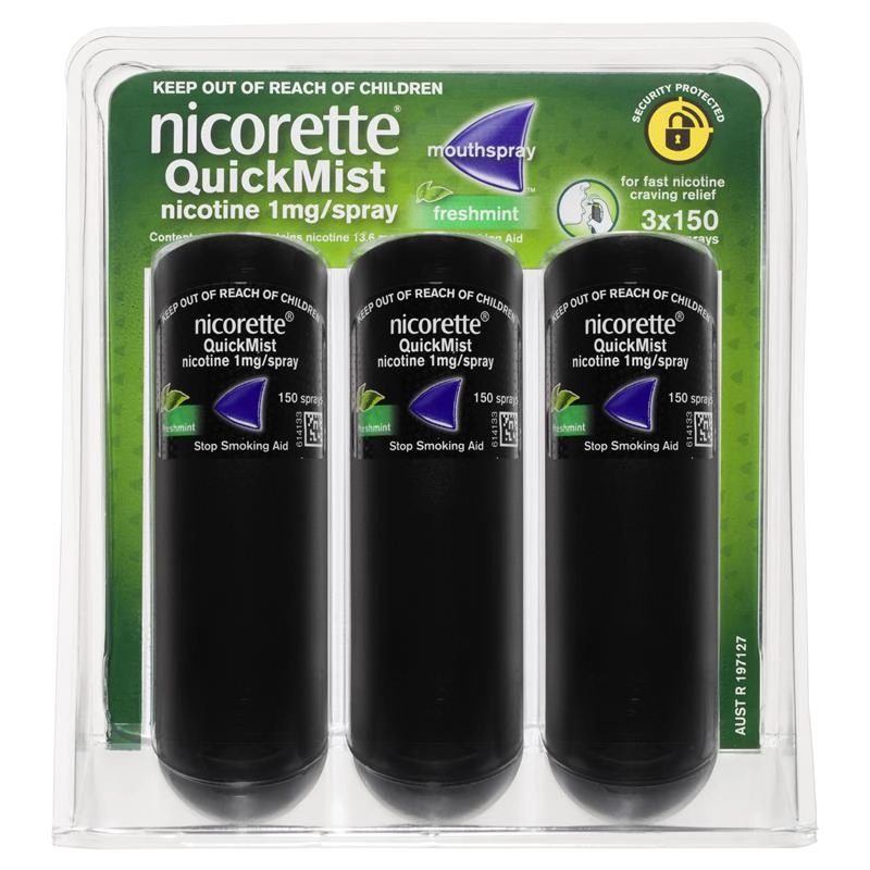 Nicorette Quick Mist Mint Triple 3x150 Sprays Exclusive Size