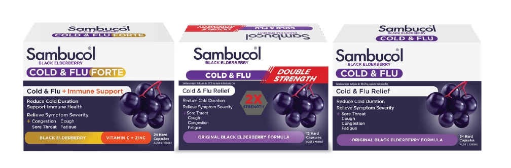 Sambucol Cold & Flu 12-24 Capsules Assorted Variants