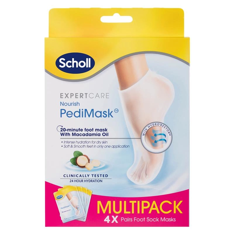 Scholl Dry Skin Macadamia Oil PediMask Multipack 4 Pairs