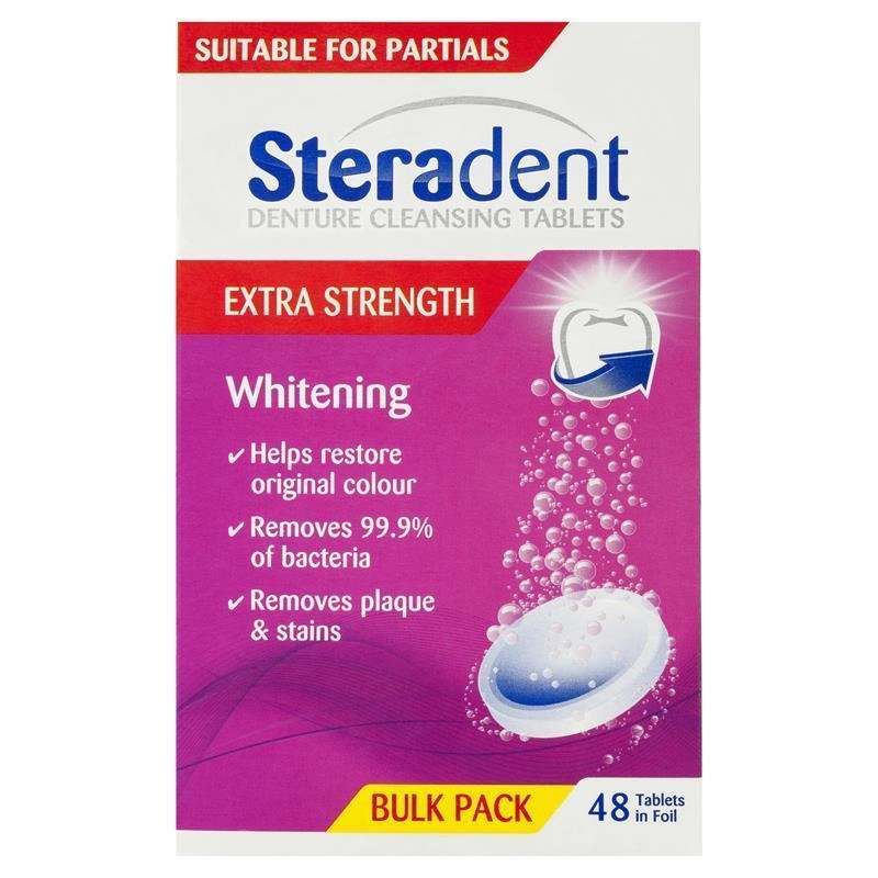 Steradent Extra Strength Denture Care Cleansing Tablets Whitening 48 pack