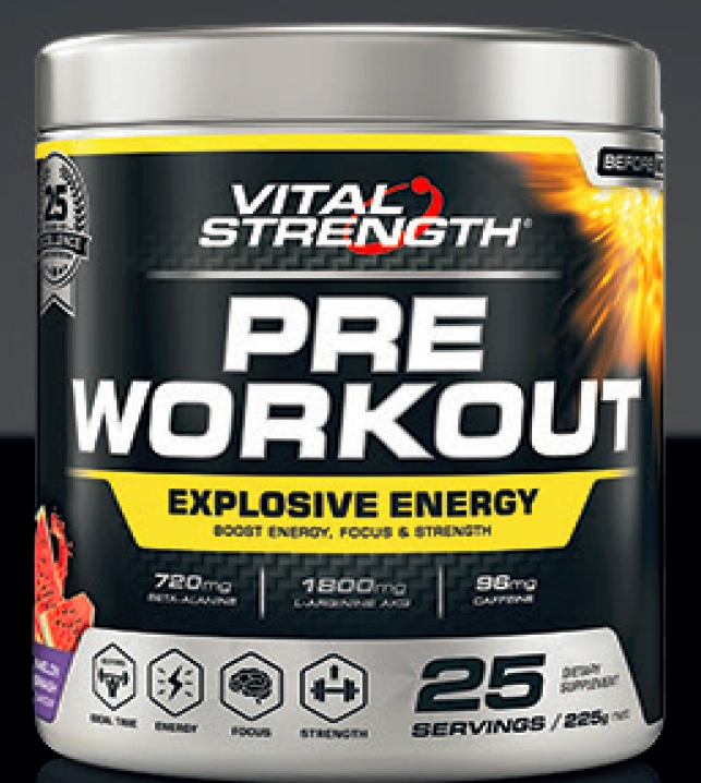 Vital Strength Pre Workout Powder Watermelon Smash 225g