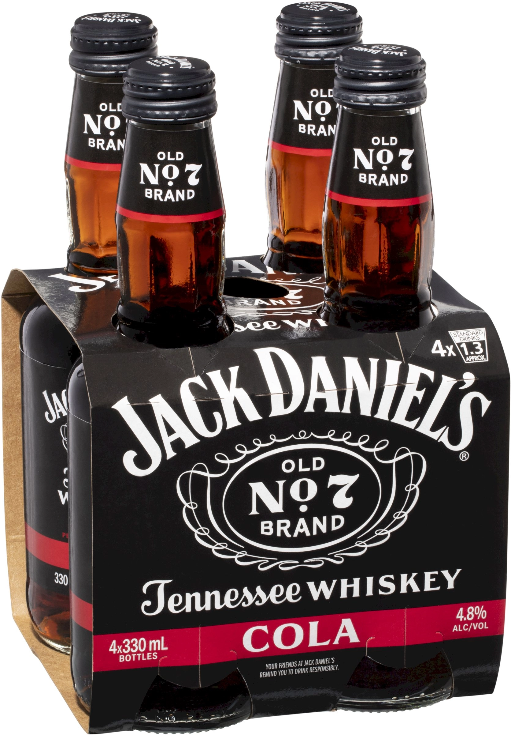 Jack Daniels & Cola Bottles 4x330mL