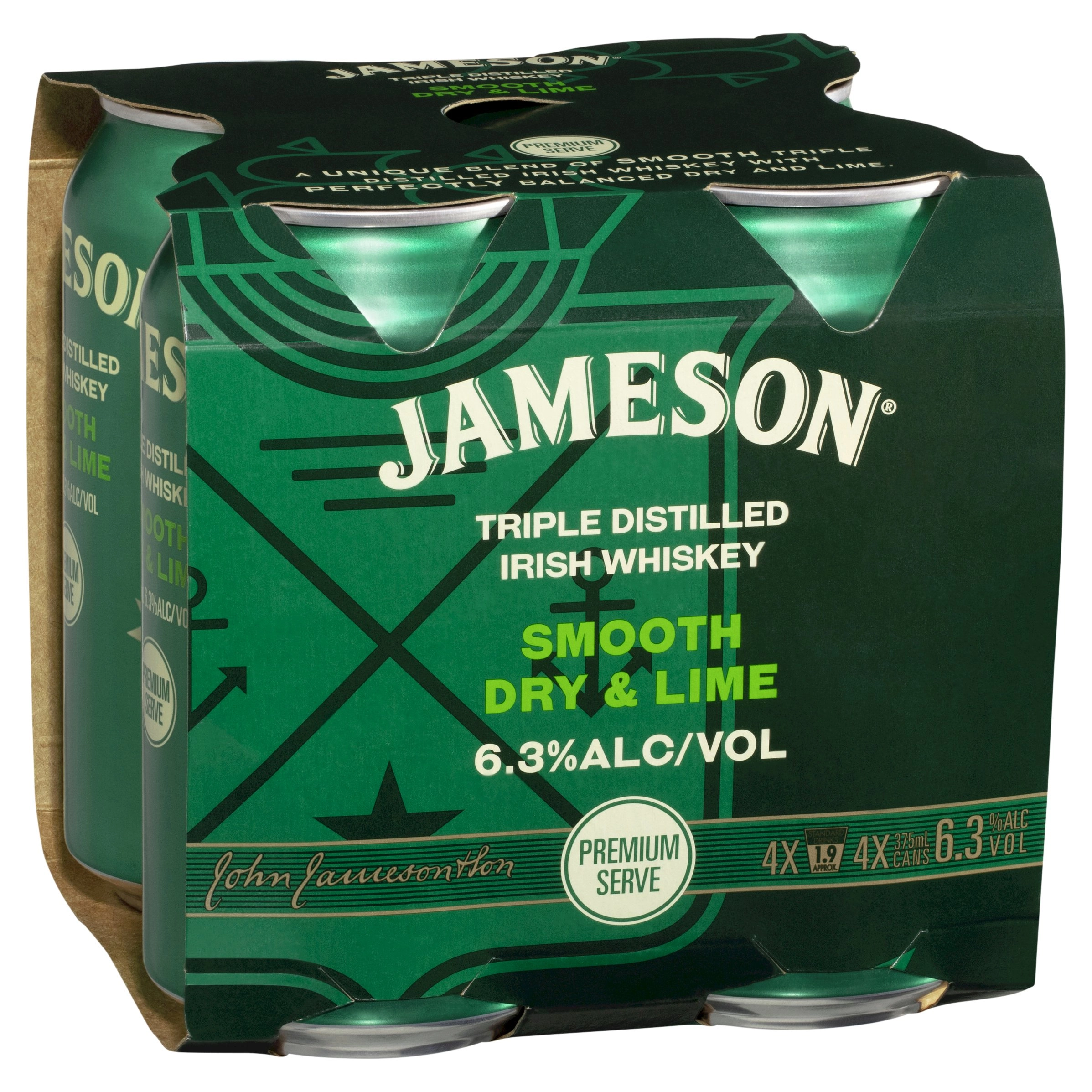 Jameson Smooth Dry & Lime Cans 4x375ml