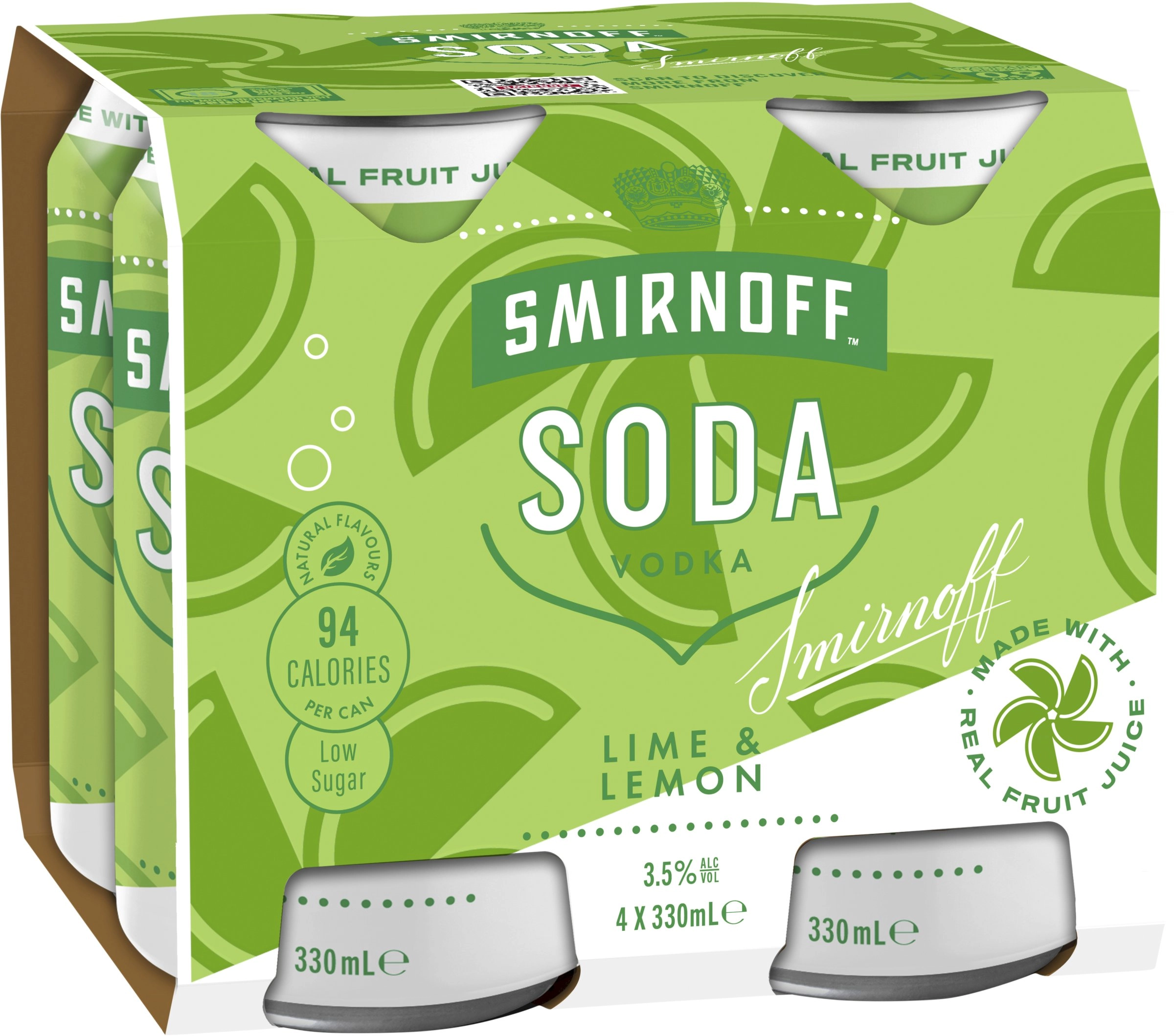 Smirnoff Soda Lemon Lime Cans 4x330ml