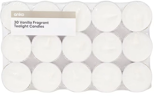 30 Pack Vanilla Fragrant Tealight Candles