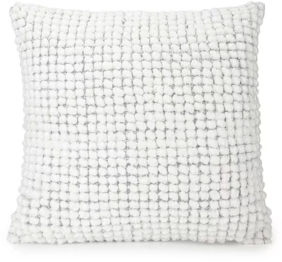 43cm Woven Bobble Cushion - White