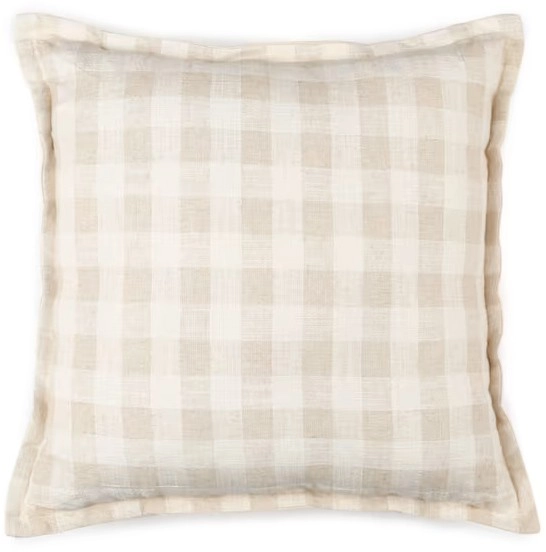 50cm Gingham Cushion - Natural