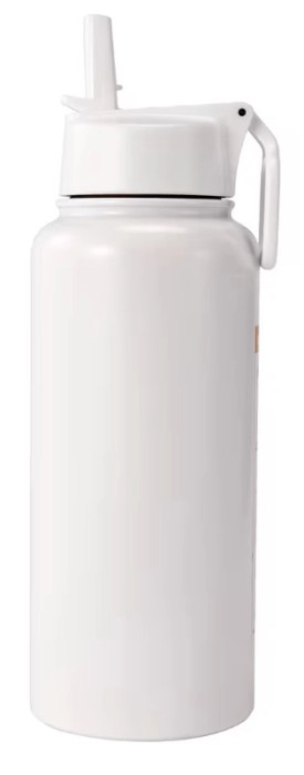 960ml White Double Wall Insulated Cylinder Drink Bottle