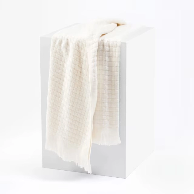 Basket Weave Throw - White