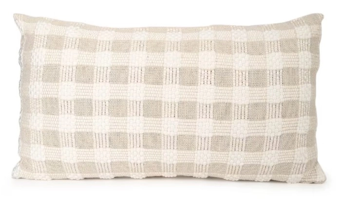 Check Rectangle Cushion - Beige