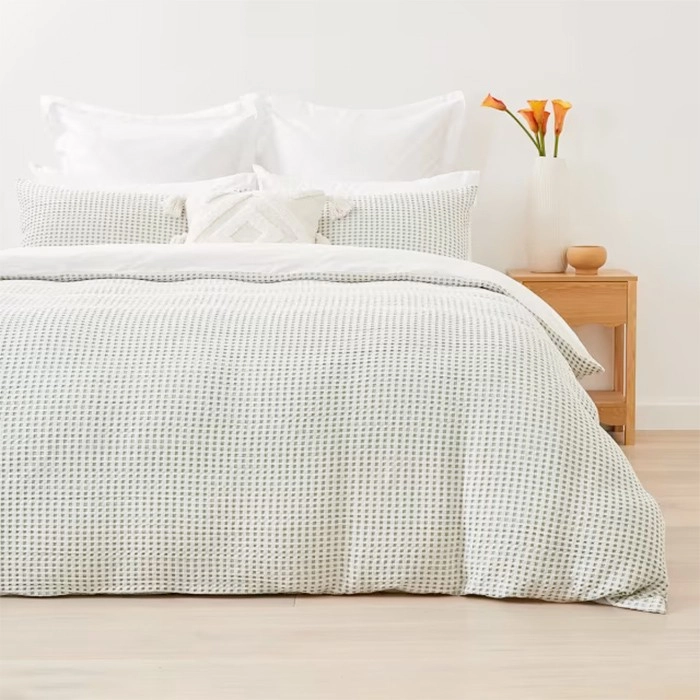 Dakota Cotton Quilt Cover Set - King Bed, Sage