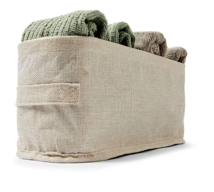 Linen Look Open Storage Box - Narrow, Beige