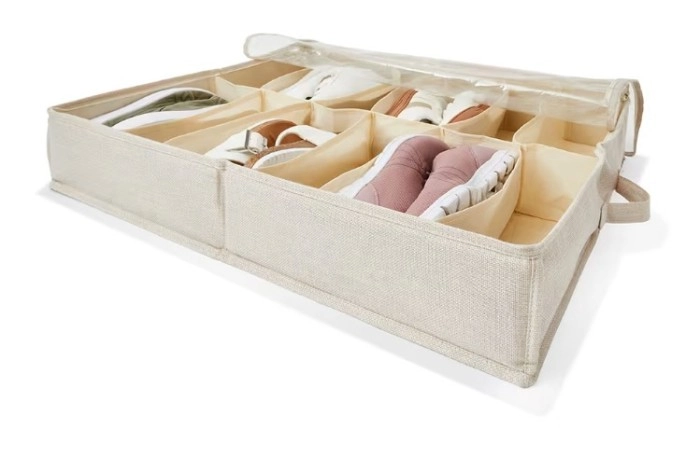 Linen Look Underbed Shoe Organiser