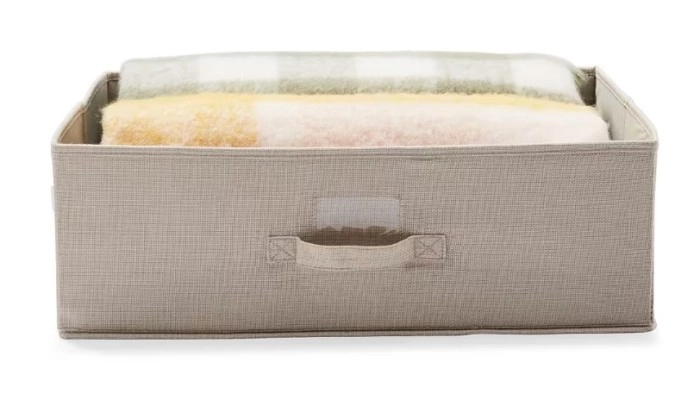 Linen Look Underbed Storage Box - Beige