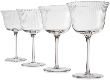 NEW 4 Clear Linear Cocktail Glasses