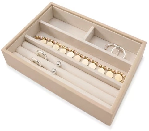 NEW 4 Section Jewellery Tray - Taupe