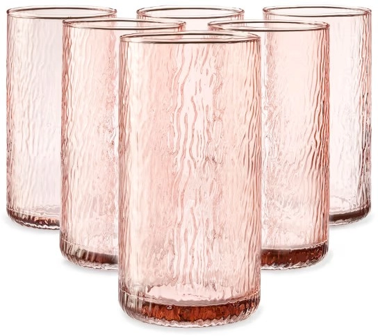 NEW 6 Pink Molten Hiball Glasses