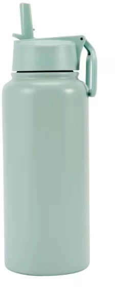 NEW 960ml Green Double Wall Insulated Cylinder Drink Bottle