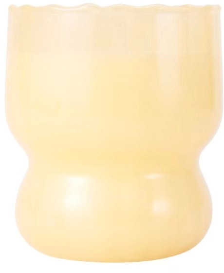 NEW Citrus and Floral Swirl Glass Candle - Yellow