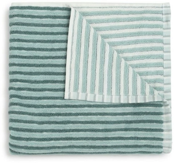 NEW Cotton Reversible Bath Towel - Blue Stripe