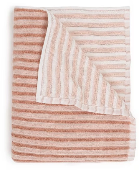 NEW Cotton Reversible Bath Towel - Pink Stripe