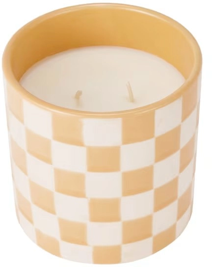 NEW Fresh Pear and Freesia Check Ceramic Fragrant Candle