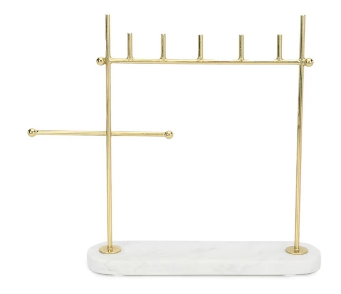 NEW Marble Jewellery Stand - Natural and Gold Look