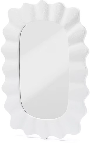 Textured Wave Mirror - White