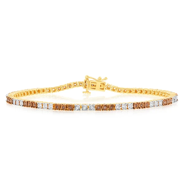 14ct Gold Plated Sterling Silver 19cm Bracelet with 1/4 Carat of White – Shiels Jewellers